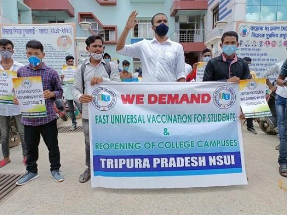 NSUI demanded Vaccination for students, youths at the earliest as Recruitment Process resumed in Tripura NSUI demanded Vaccination for students, youths at the earliest as Recruitment Process resumed in Tripura